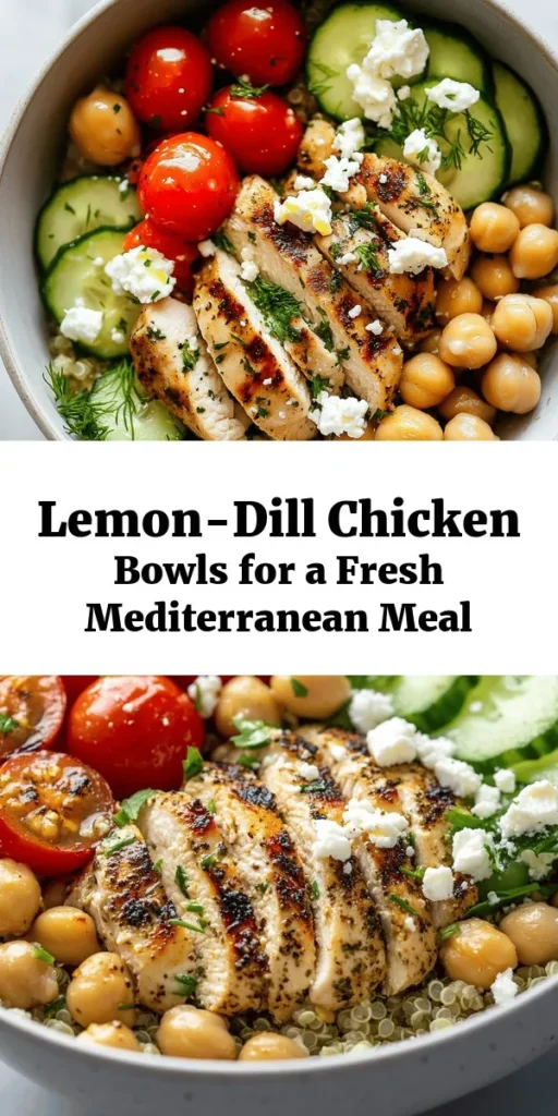 Whip up these Mediterranean-Inspired Lemon-Dill Chicken Bowls for a refreshing and nutritious meal! Juicy marinated chicken, fluffy quinoa, and vibrant veggies come together with zesty lemon and dill for a burst of flavor. This recipe is easy to follow and perfect for meal prep or a family dinner. Serve with crumbled feta and fresh parsley for an added touch. Enjoy a taste of the Mediterranean that’s both healthy and delicious!