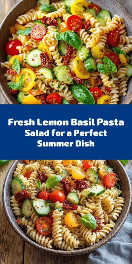 Fresh and vibrant, this Lemon Basil Pasta Salad is perfect for gatherings or quick lunches! With whole wheat or gluten-free pasta, juicy cherry tomatoes, crunchy cucumbers, and a zesty lemon dressing, this dish is bursting with flavor. Toss in fresh basil and sun-dried tomatoes for an extra touch, and feel free to add nutritional yeast for a cheesy kick. Chill for a refreshing taste that everyone will love. Enjoy a healthy, delicious meal in just an hour!