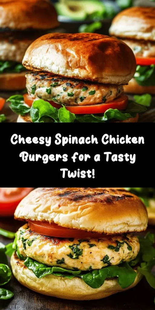 Elevate your burger game with these Savory White Cheddar & Spinach Chicken Burgers! Packed with flavor and nutrition, these juicy chicken patties blend tender ground chicken with fresh spinach and creamy white cheddar cheese. Quick to prepare in just 30 minutes, they’re perfect for weeknight dinners or weekend BBQs. Top with your favorite fixings like avocado and tomatoes on toasted buns for a delightful meal that everyone will love. Enjoy a healthier, delicious twist on a classic!