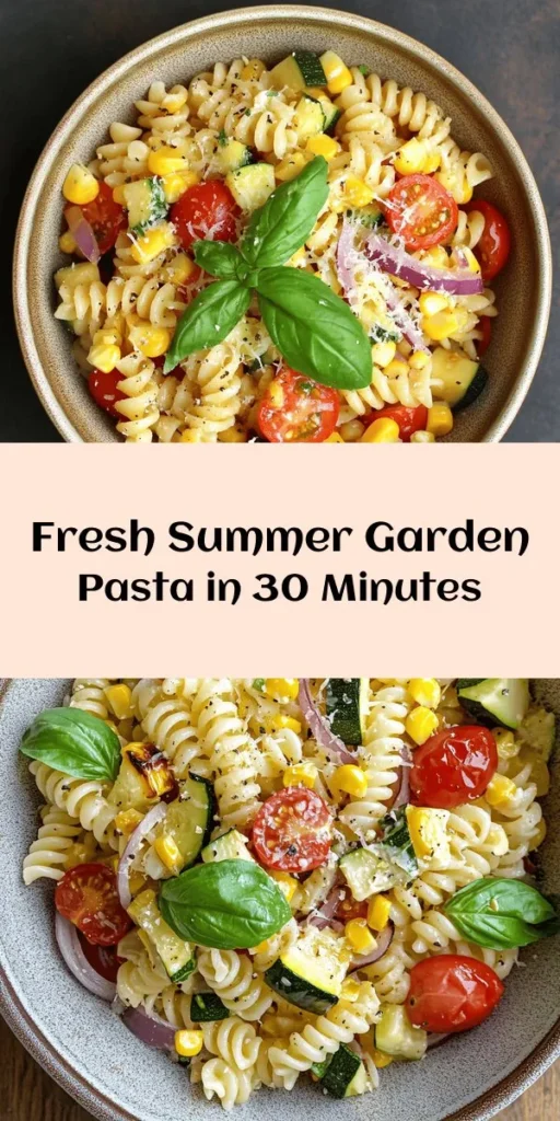 Brighten up your summer with this delicious Summer Garden Pasta Delight! Packed with vibrant cherry tomatoes, zucchini, yellow squash, and fresh corn, this dish brings the flavors of the season to your table. Ready in just 30 minutes, it's perfect for a quick weeknight dinner or a weekend gathering. Tossed with garlic, fresh basil, and a sprinkle of Parmesan, every bite is bursting with freshness. Enjoy this colorful, healthy meal that everyone will love!