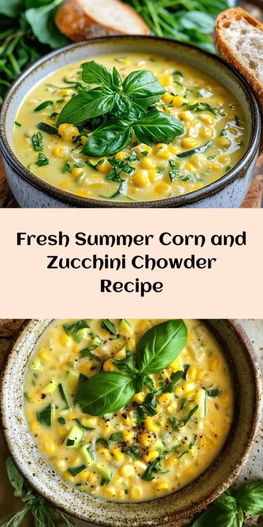 Indulge in the flavors of summer with this delicious Summer Corn and Zucchini Chowder! Packed with fresh corn, tender zucchini, and aromatic herbs, this chowder is creamy and comforting. Perfect for warm days, it combines simple ingredients like coconut milk for richness and smoked paprika for a hint of smokiness. Ready in just 40 minutes, it's an easy, flavorful dish that pairs beautifully with crusty bread. Enjoy a bowl full of sunshine!