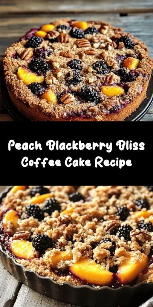 Indulge in this delightful Peach Blackberry Coffee Cake that perfectly combines sweet summer fruits with a soft, buttery base. With fresh peaches and blackberries folded into a fluffy batter, and a crunchy cinnamon topping, every bite is a treat. Ideal for breakfast or an afternoon snack, this easy recipe is sure to impress family and friends. Ready in just one hour, it’s perfect for sharing or enjoying all to yourself!