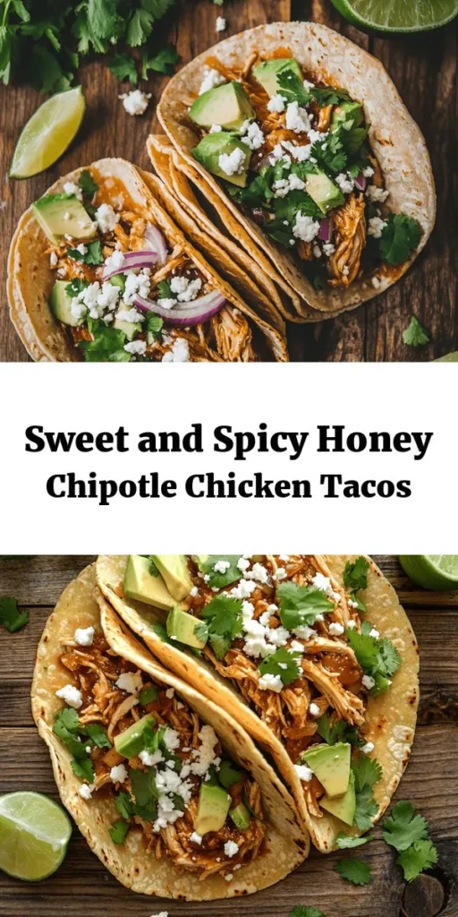 Spice up your taco night with these mouthwatering Honey Chipotle Chicken Tacos! Featuring tender chicken thighs marinated in a sweet and smoky honey-chipotle sauce, this dish is bursting with flavor. Whether you opt for a slow cooker or Instant Pot, you'll have delicious shredded chicken ready in no time. Serve it on warm tortillas and top with diced onions, cilantro, avocado, and crumbled cheese for a tasty meal everyone will love. Perfect for gatherings or a cozy dinner at home!