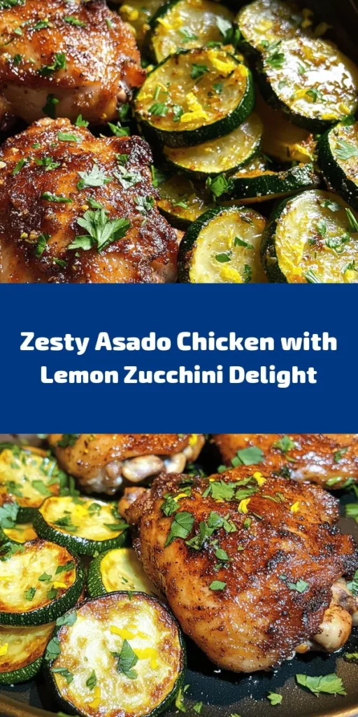 Looking for a flavorful dinner idea? Try this Zesty Asado Chicken paired with sautéed lemon zucchini! The marinated chicken thighs are baked to crispy perfection, infused with garlic and spices for a delicious twist. Meanwhile, the vibrant zucchini is sautéed with lemon for a bright and fresh side. Perfect for a weeknight meal or entertaining guests. Enjoy a taste of summer all year round with this easy recipe!